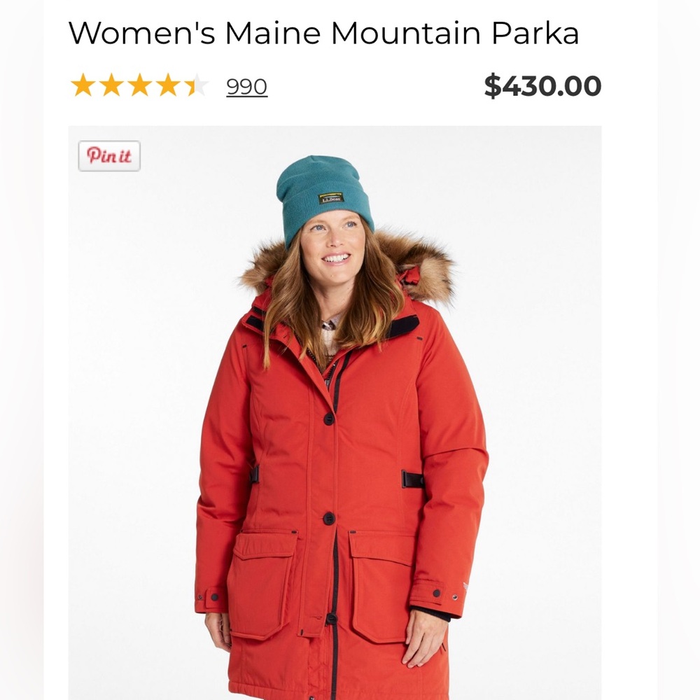 L.L. Bean Women's Maine Mountain Parka - Cayenne